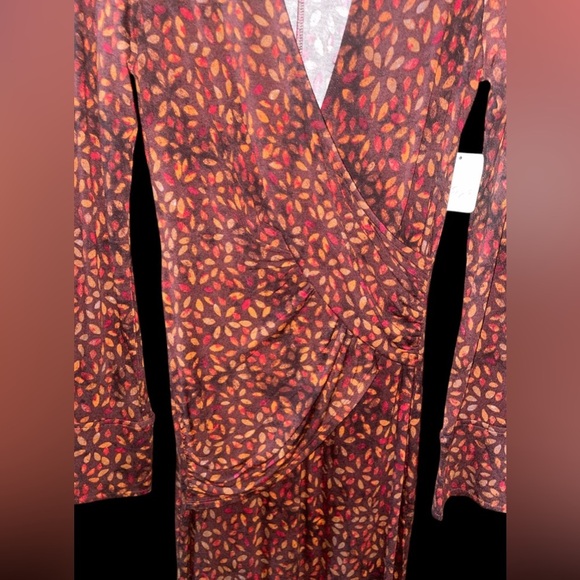 Free People Shayla Wrap Midi Chocolate Combo Dress Size S - Picture 5 of 12